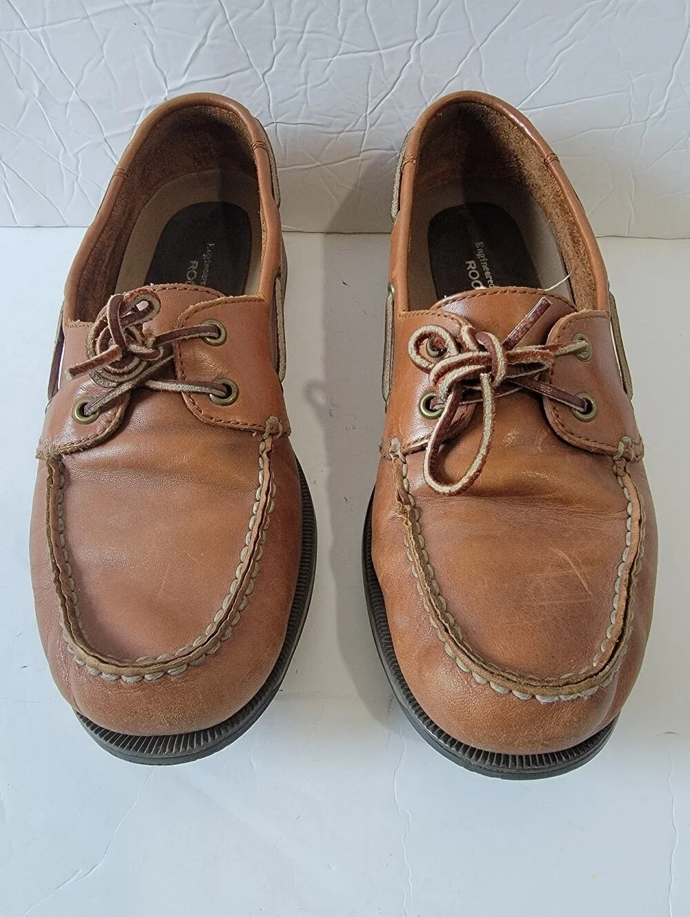 Rockport Mens Brown Boat Shoes Sz 9.5M Leather Classic Moc Toe Casual Comfort